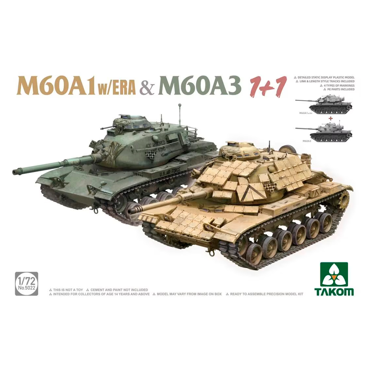 1/72 M60A1 w/ERA & M60A3 (1+1) 2 kits Combo