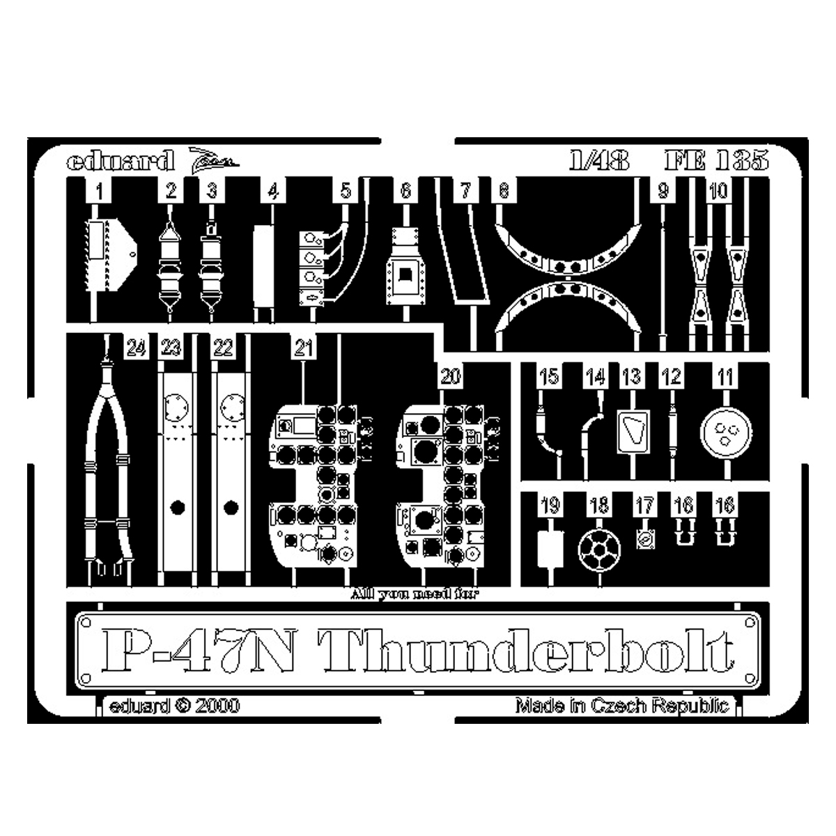 Eduard 1/48 P-47N Thunderbolt For Academy Kit – PE Detail set