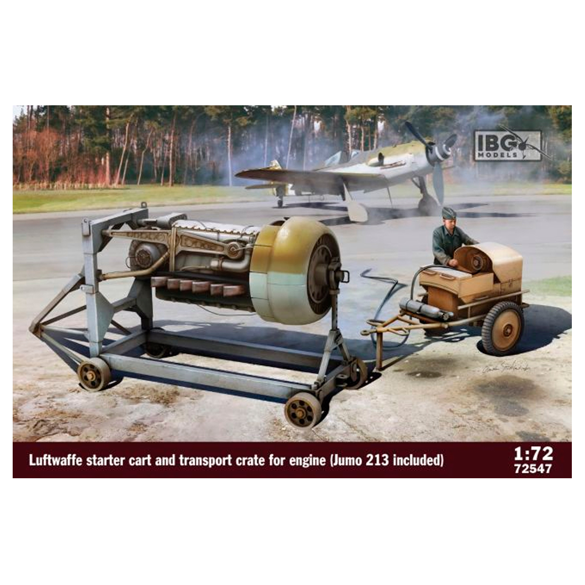 Luftwaffe Starter car & Transport Crate for engine (Jumo 213 included) 1/72