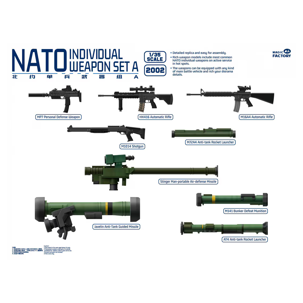 NATO Individual Weapon Set A (A kit incl.2 pcs of each weapon) 1/35