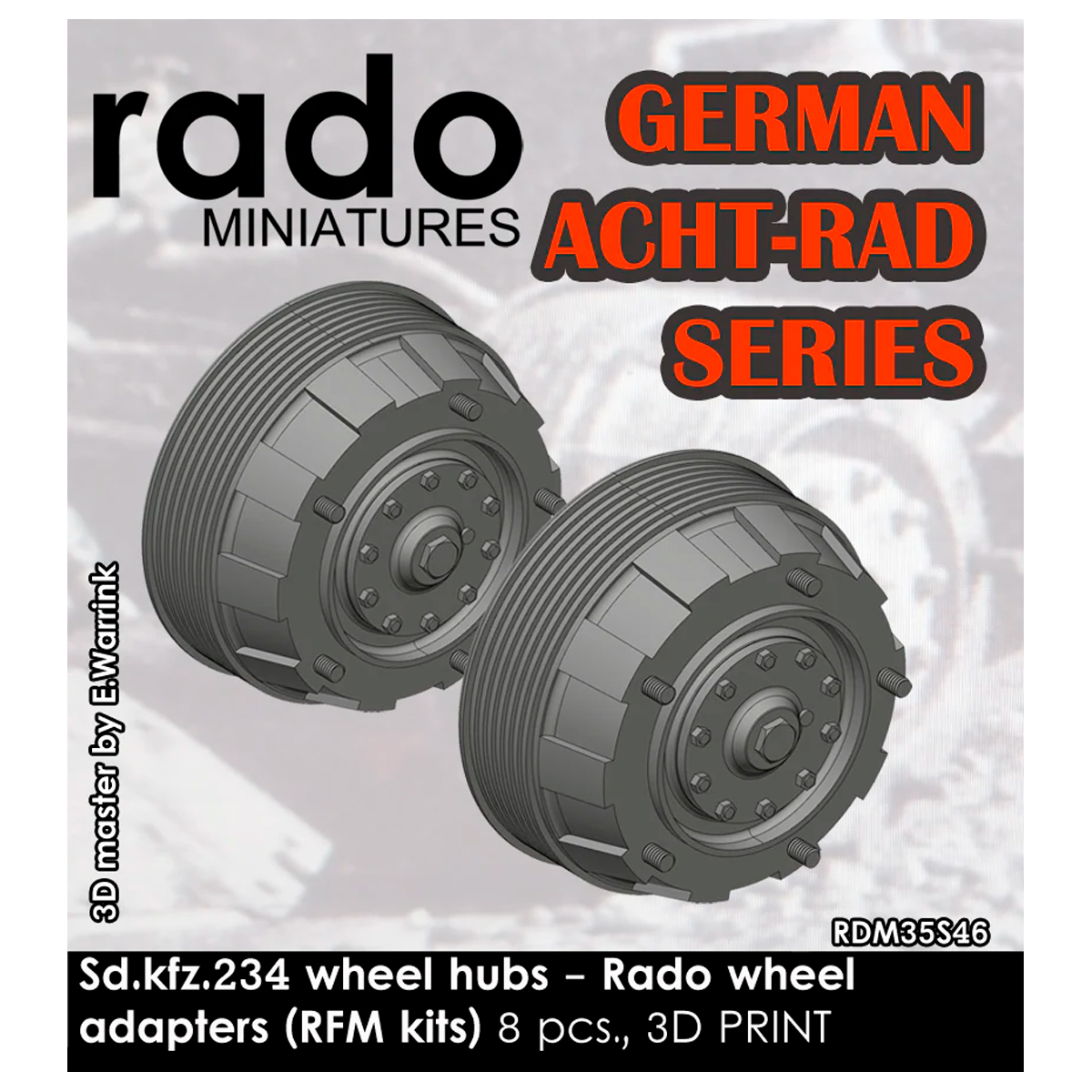 Sd.kfz. 234 series wheel hubs for RFM kits (adapters to Rado 234 series wheels) 1/35