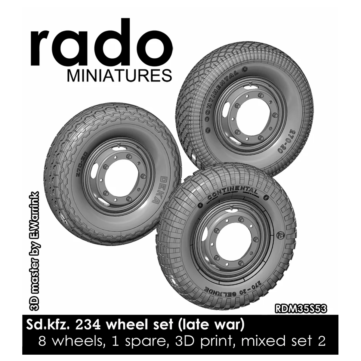 Sd.kfz. 234 Series Late War Wheel Set, Mixed (Continental, Deka, Gelande) 1/35