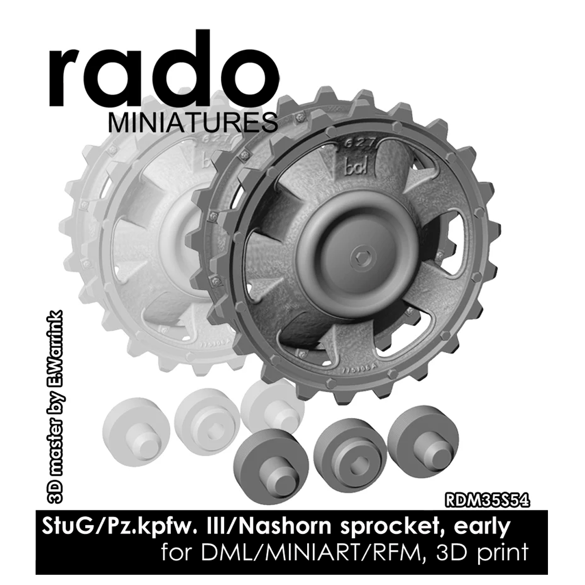 StuG/Pz.kpfw.III/Nashorn Drive Sprocket (Early), one piece-easy cleanup (DML/MiniArt/RFM) 1/35