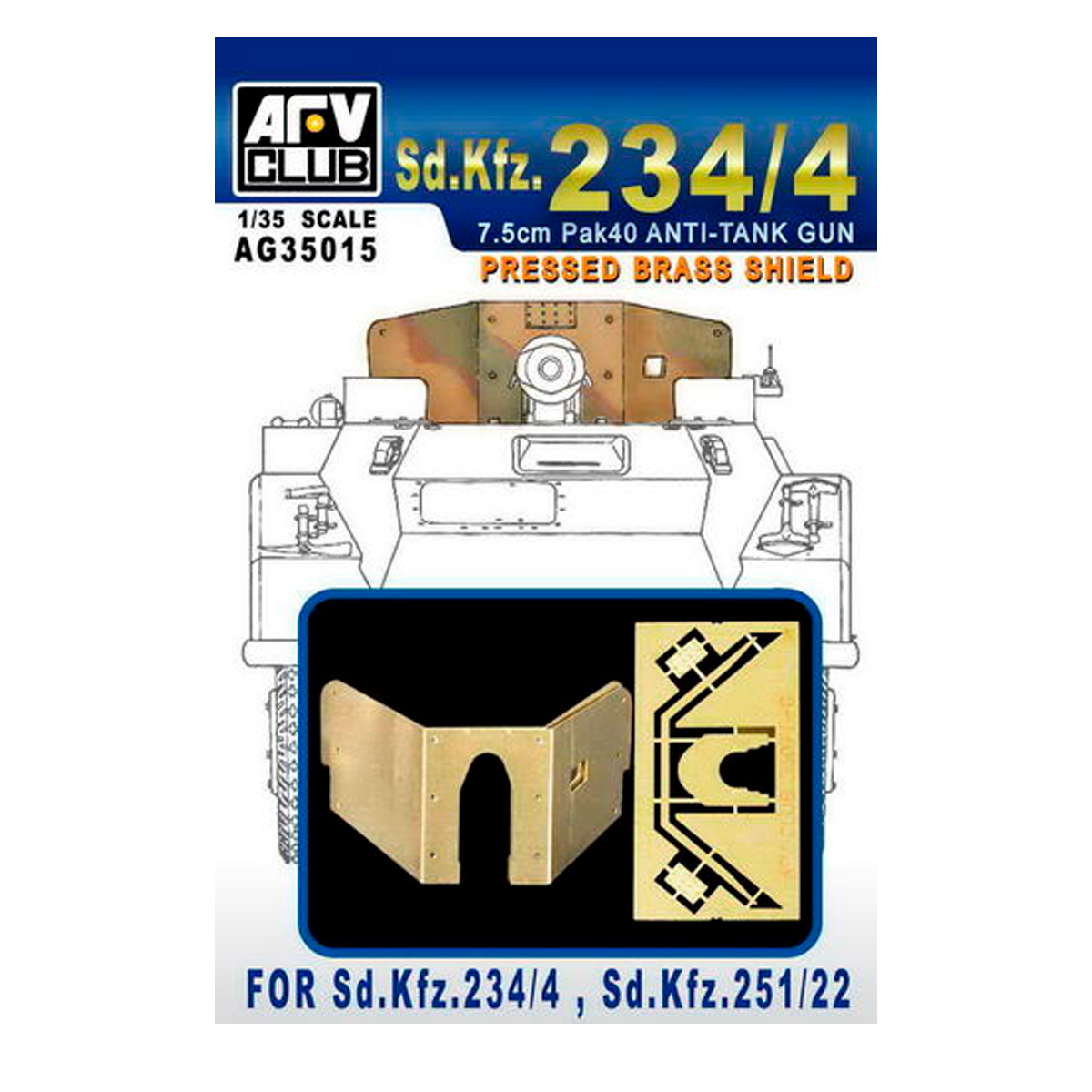 7,5cm PaK 40 Anti-Tank Gun Pressed Brass Shield for Sd.Kfz. 234/4 & 251/22 1/35
