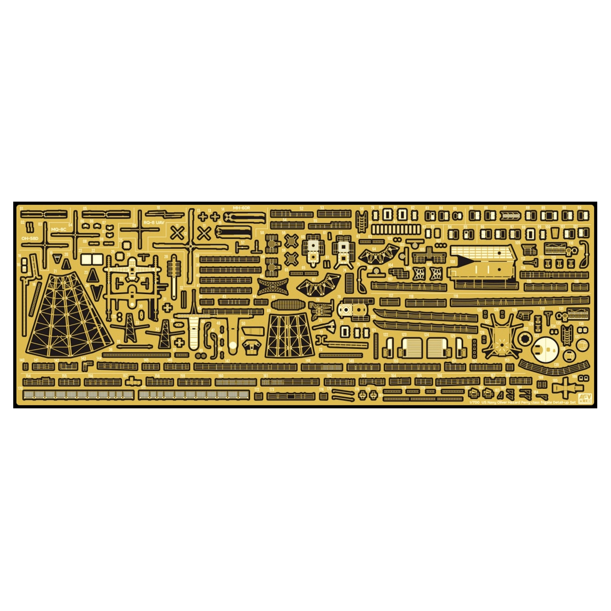 Photoetched Kit For USN Oliver Hazard Perry Class Frigate Detail-Up Set 1/700 (For AFV Club SE70007 Kit)