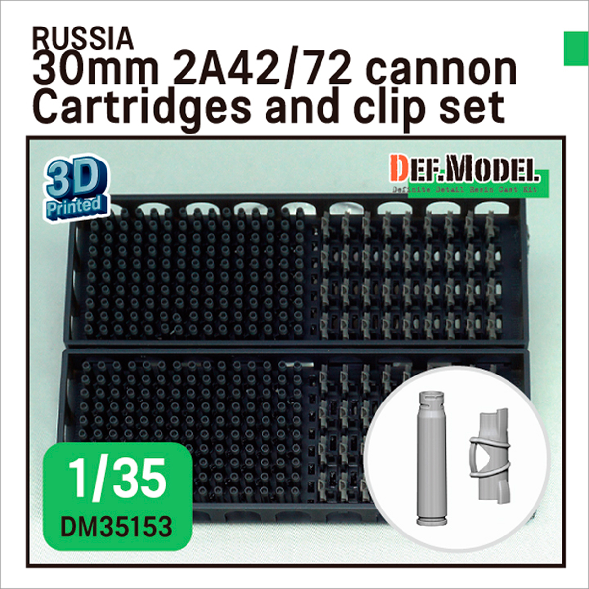 Russian 30mm 2A42 cannon Cartridges and clip set (for 1/35 BMP,VMPT,BMD serise)