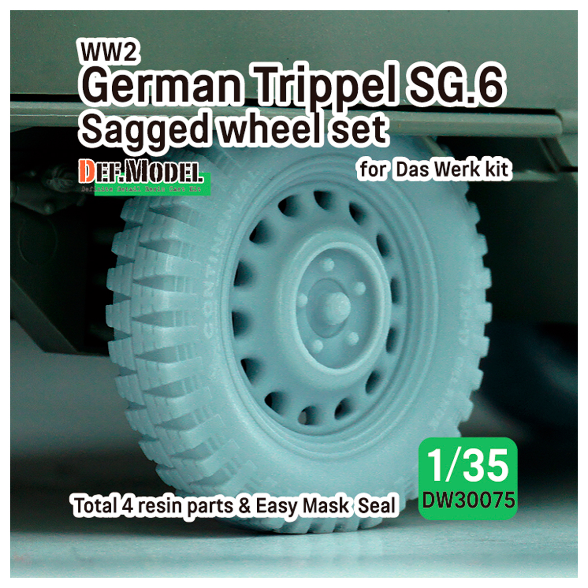 WW2 German Trippel SG.6 Sagged wheel set – (for Das Werk 1/35)