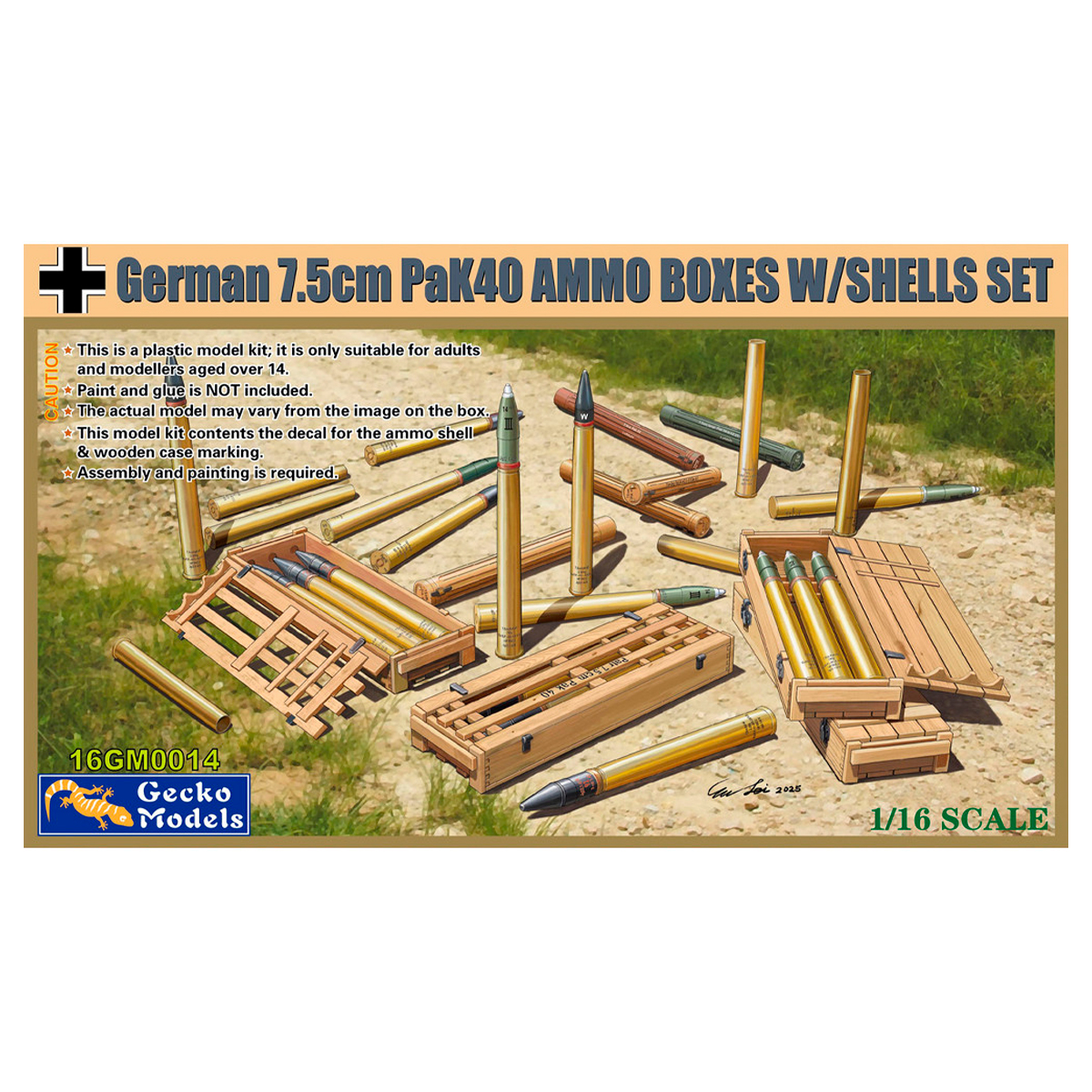 1/16 German 7.5cm PaK40 AMMO BOXES WITH SHELLS SET