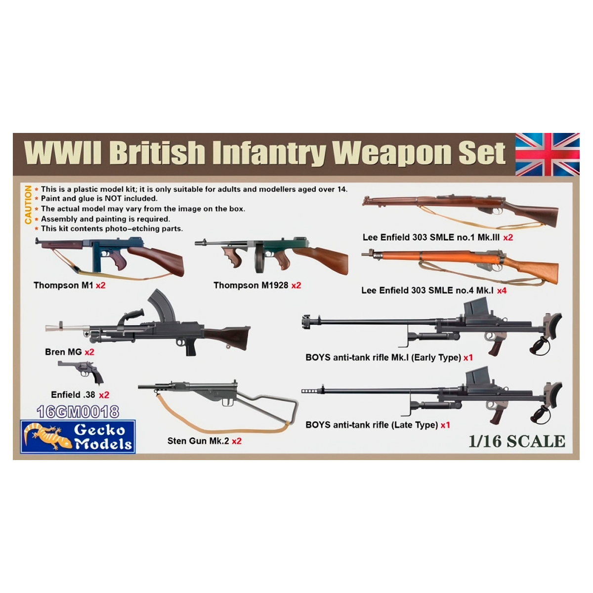 1/16 WWII British Infantry Weapon & Accessories Set