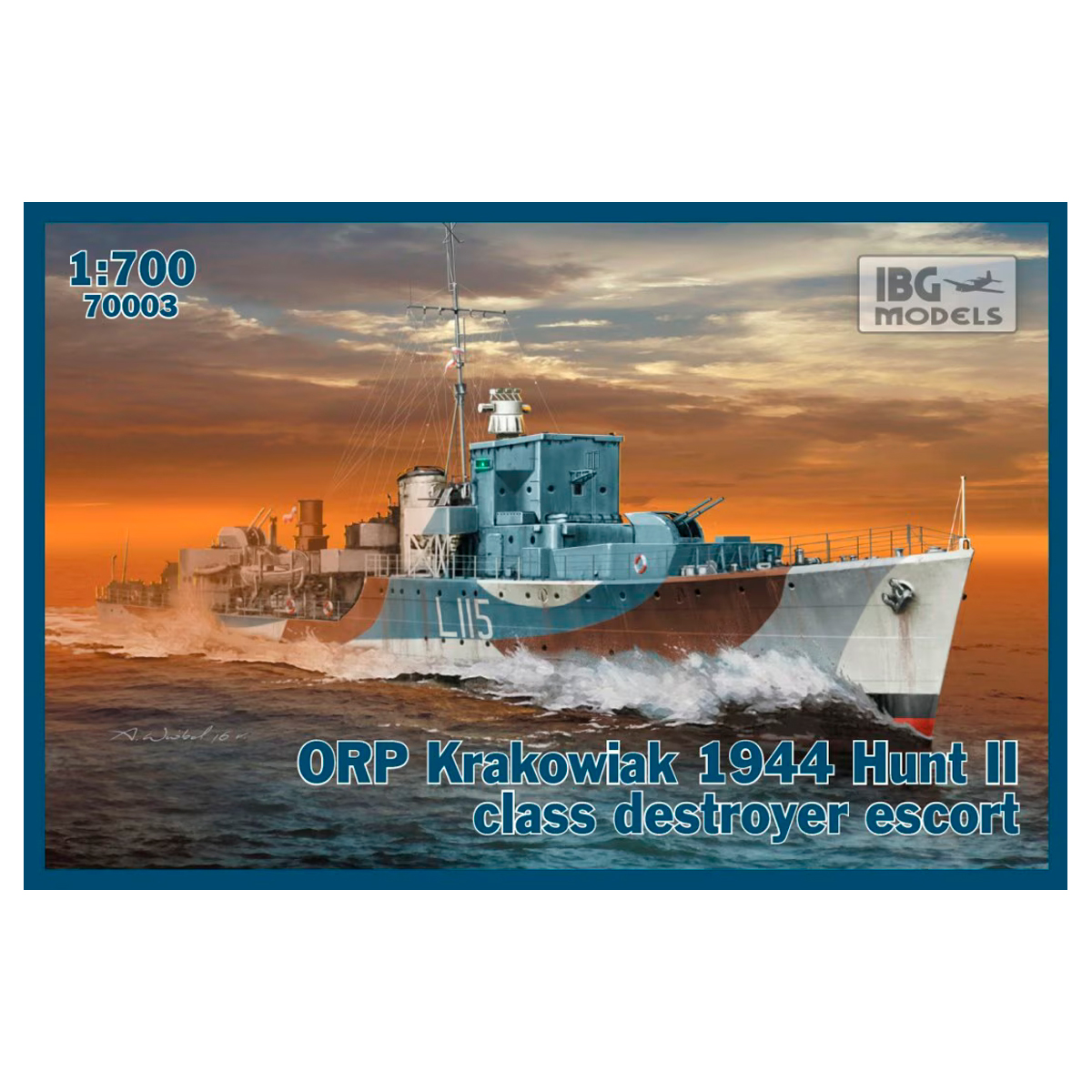 ORP Krakowiak 1944 Hunt II class destroyer escort 1/700