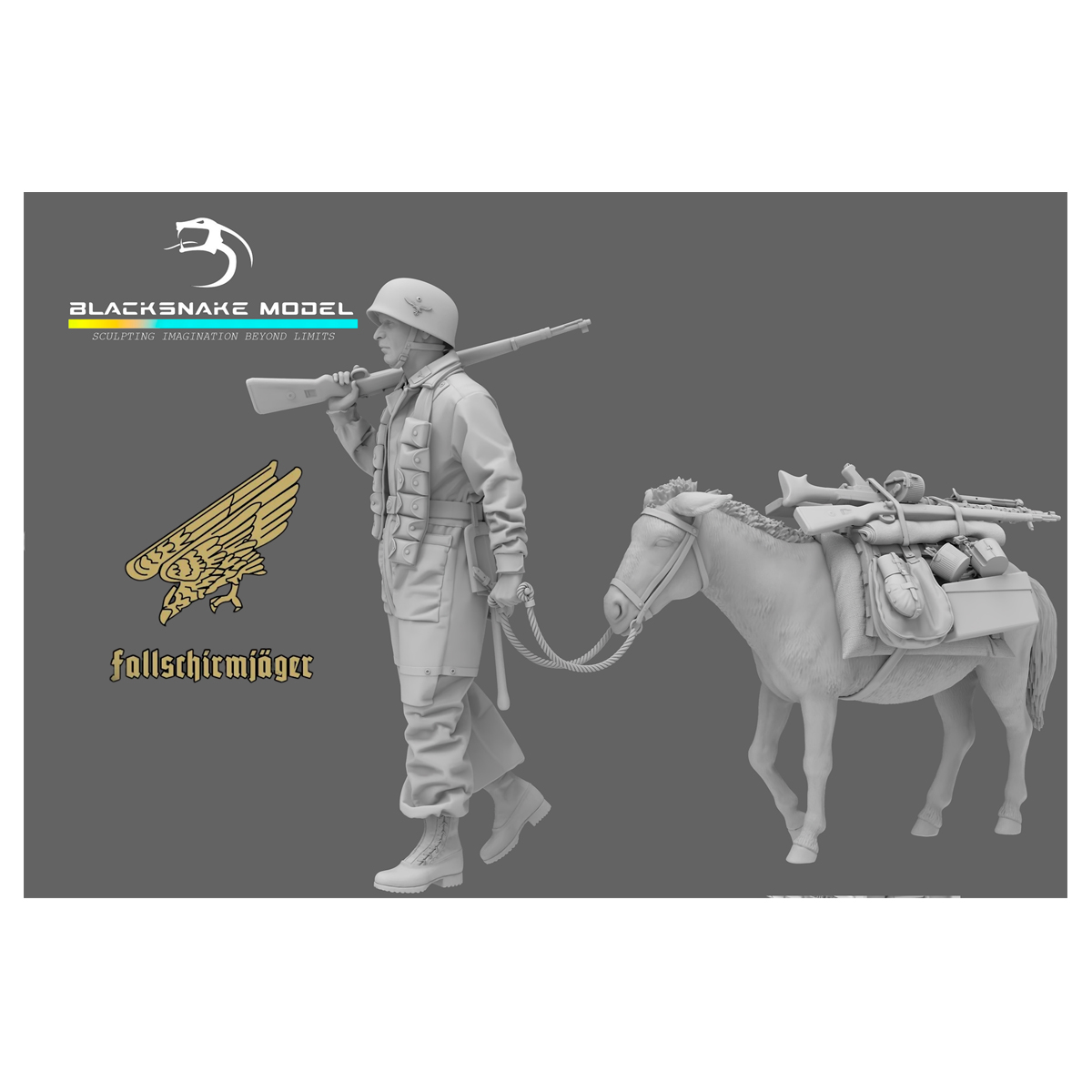 Fallschirmjäger Leading a Donkey (01) 1/35
