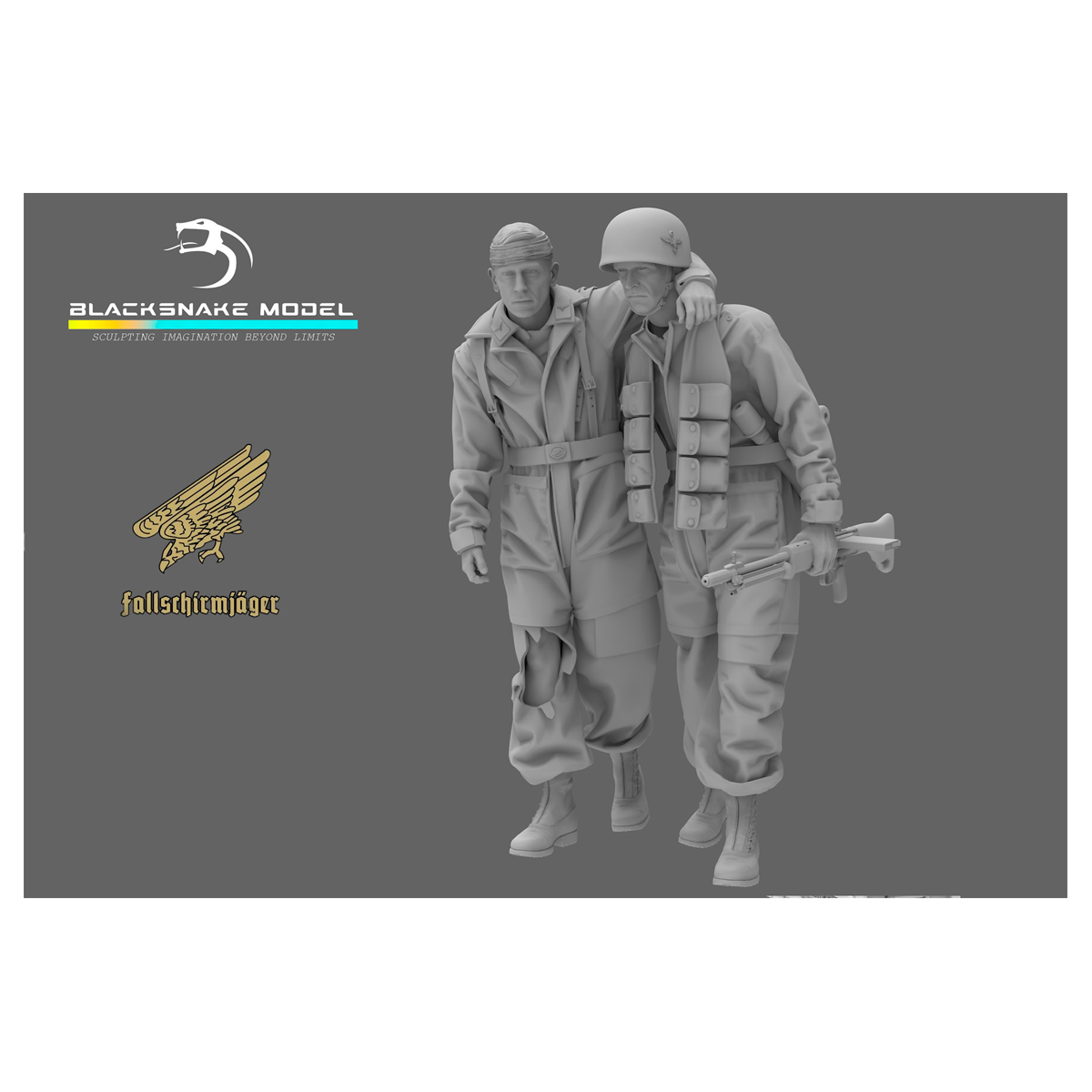 Fallschirmjäger with a Wounded Comrade (02) 1/35