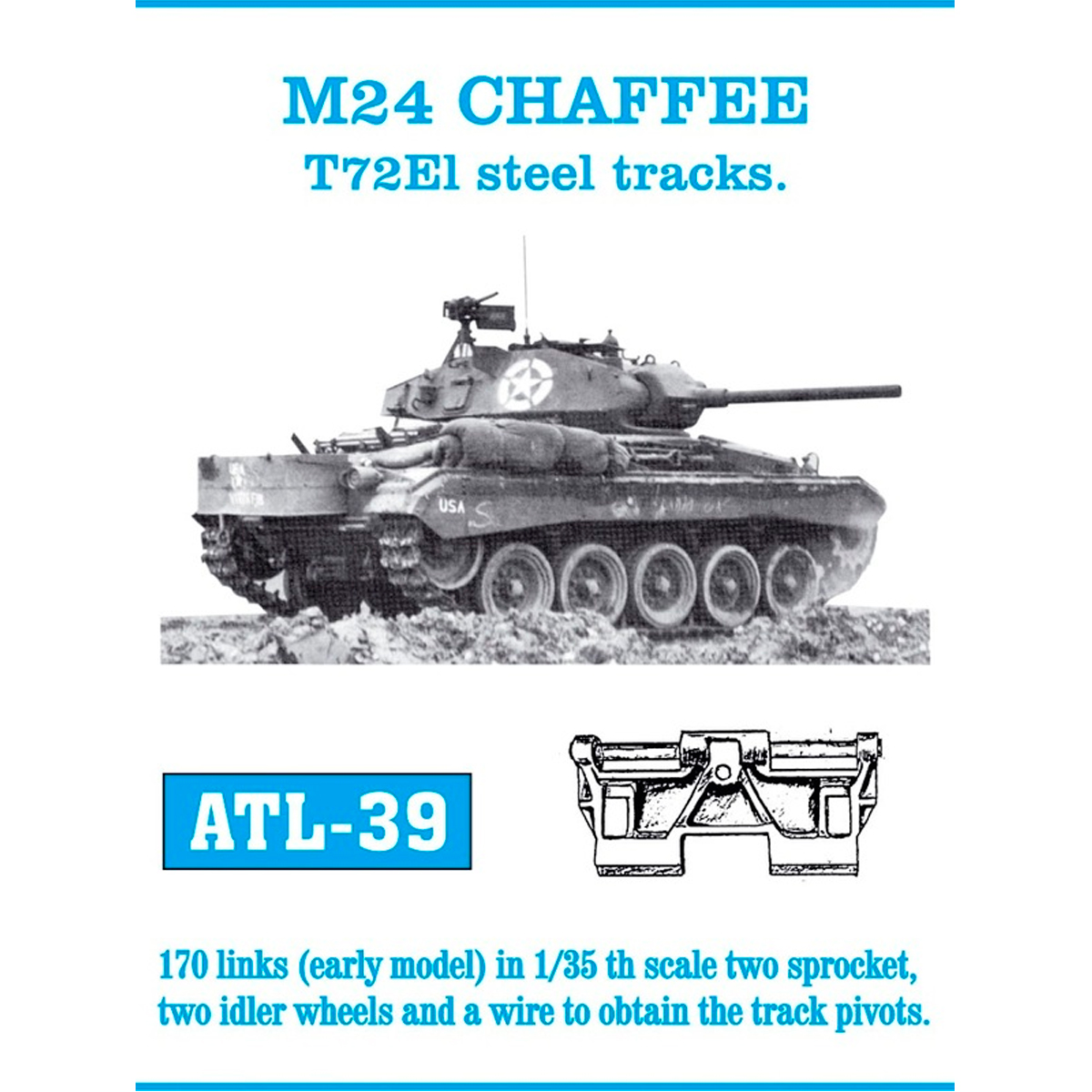 1/35 Metal Tracks M24 CHAFFEE T72El steel tracks