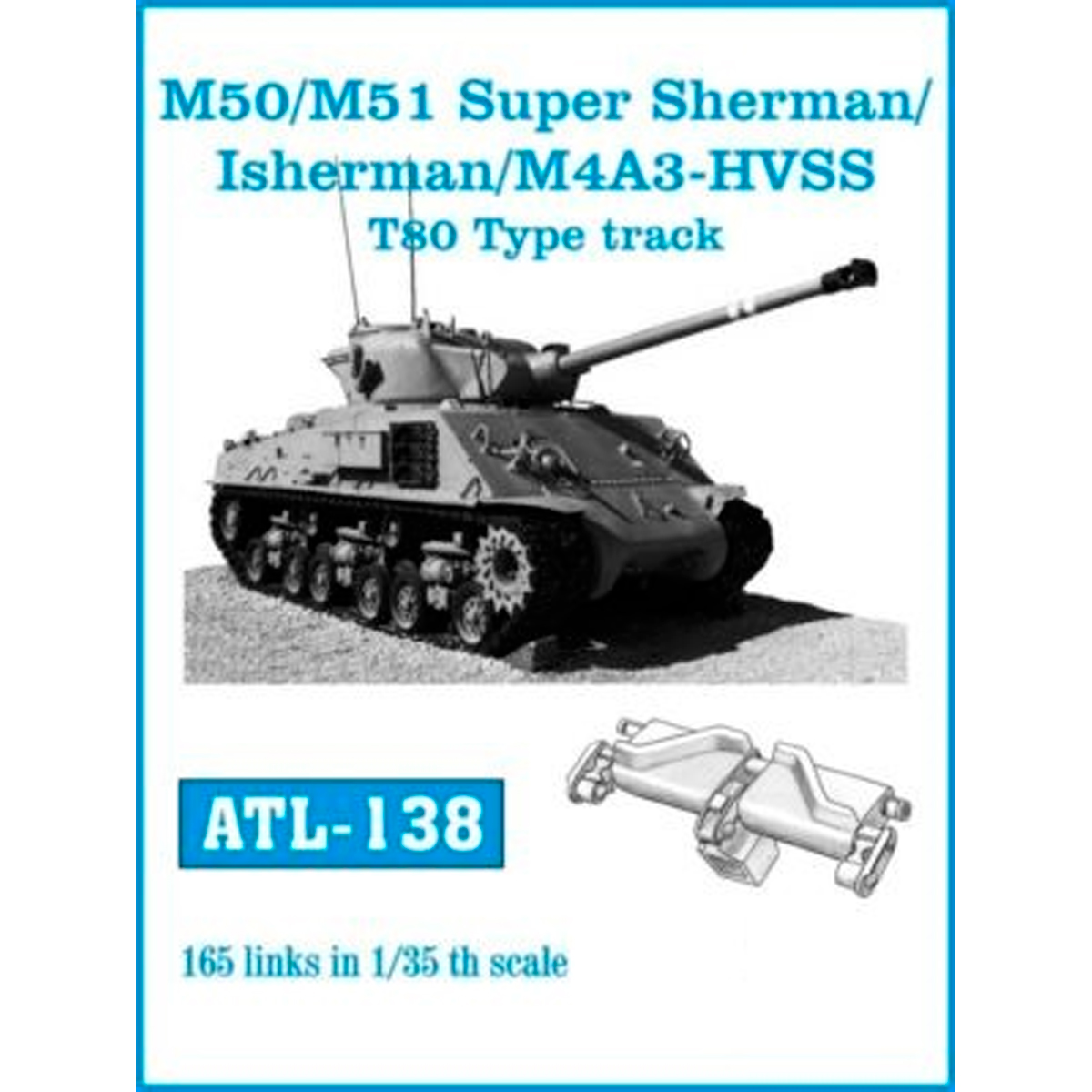 1/35 Metal Tracks M/50 M/51 Super Sherman / Isherman / M4A3 -HVSS T-80 Type track
