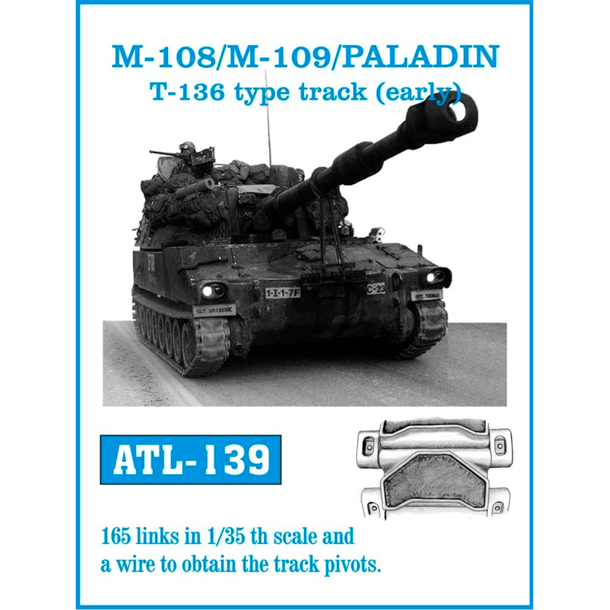 1/35 Metal Tracks M-108/M109 /PALADIN T-136 type track (early)