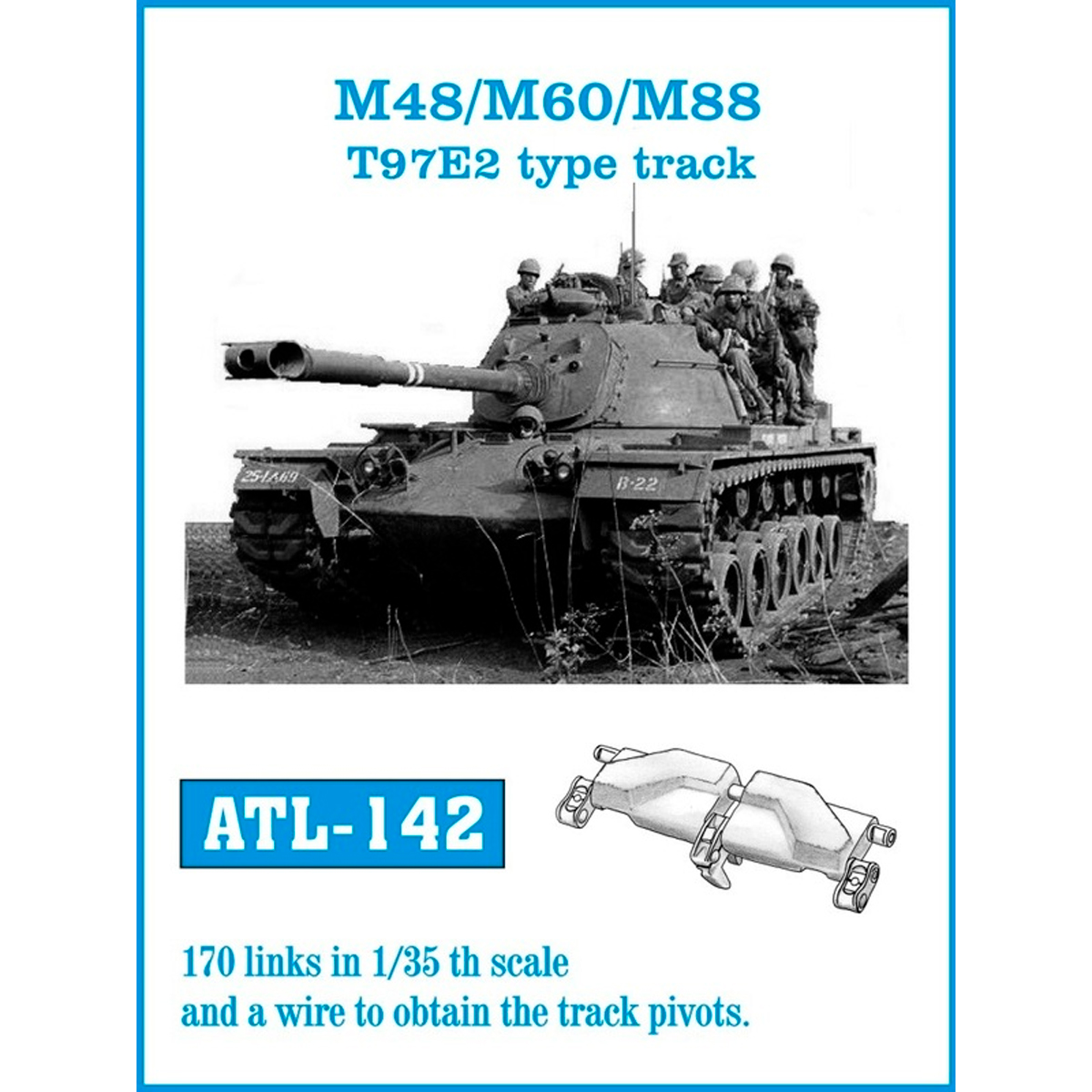 1/35 Metal Tracks M48/M60/M88 T97E2 type track