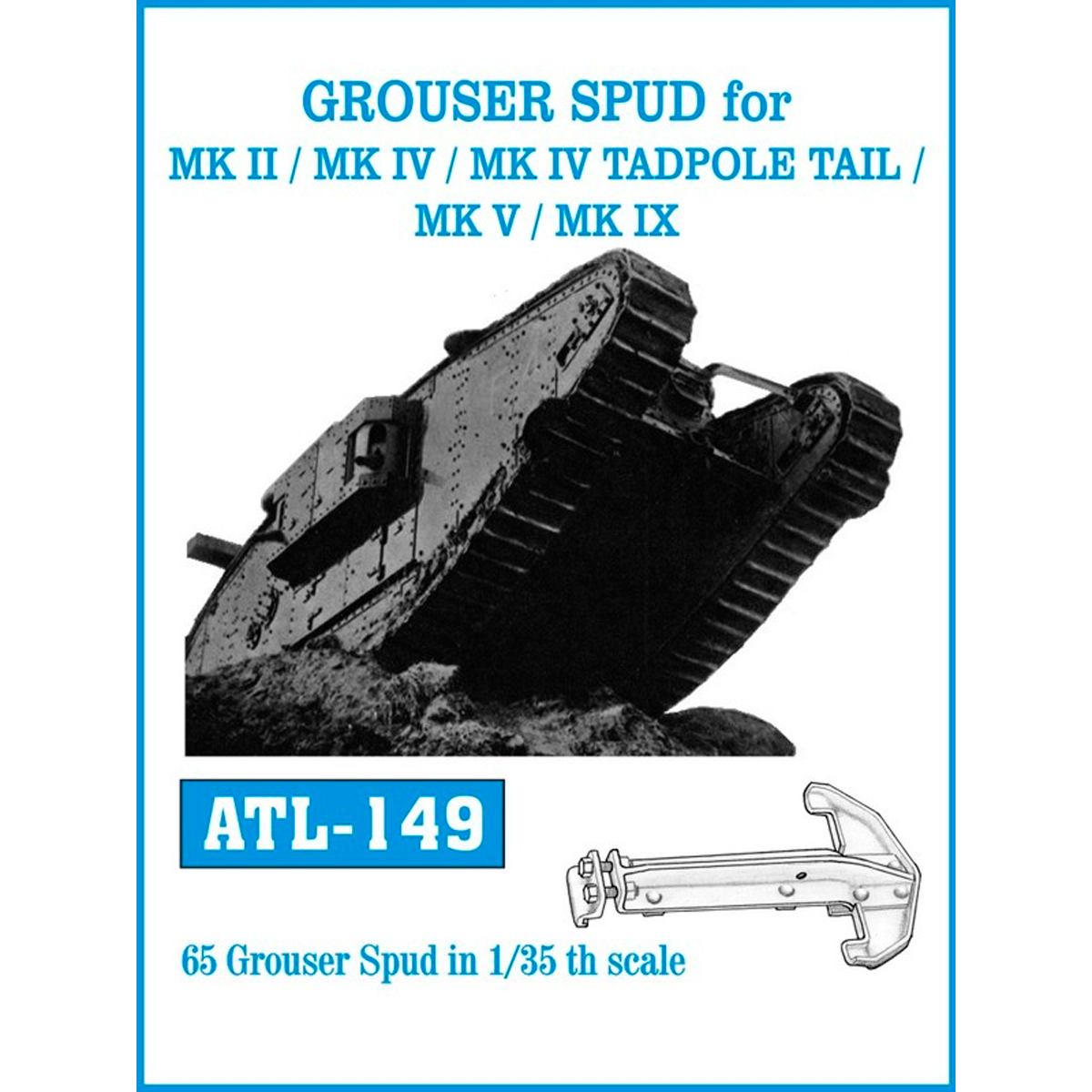 1/35 Metal Tracks GROUSER SPUD for MK II/MK IV/ MK IV TADPOLE TAIL/MK V/MK IX