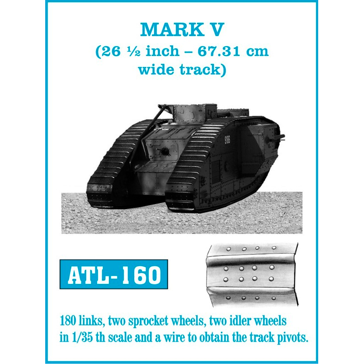 1/35 Metal Tracks MARK V. (26 1/2 inch – 67.31 cm wide track)