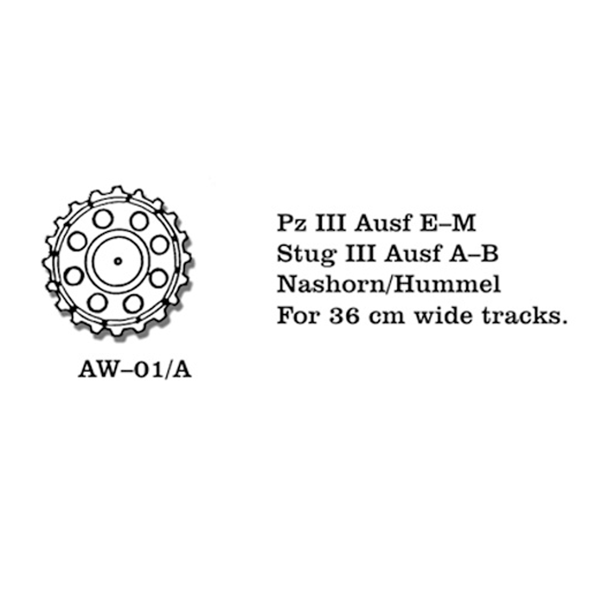 1/35 Metal Wheels Pz III Ausf E-M, Stug III Ausf A-B, Nashorn/Hummel