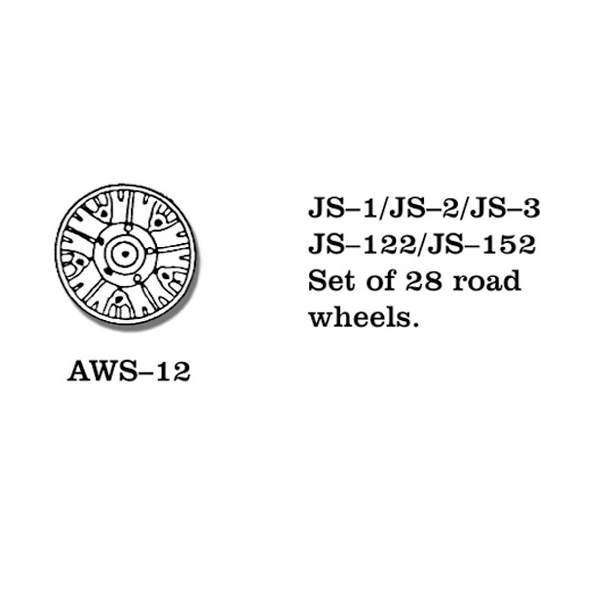 1/35 Metal Wheels JS-1 / JS-2 / JS-3 / JS-122 / JS-152 Set of 28 road wheels.