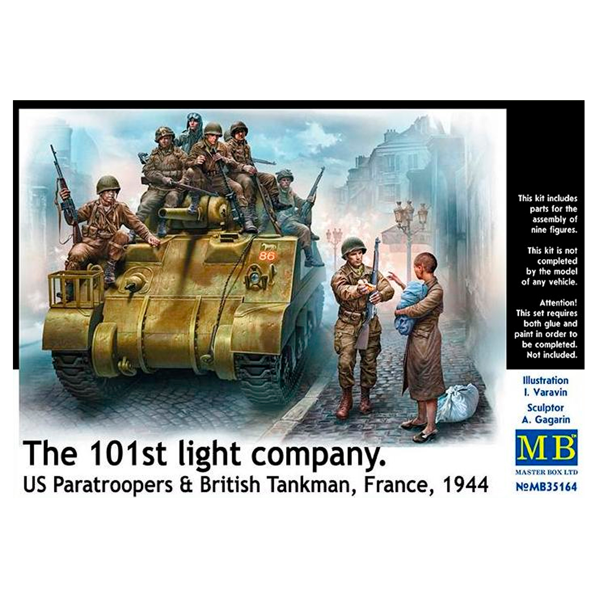 The 101st light company. US Paratroopers & British Tankman, France, 1944 1/35