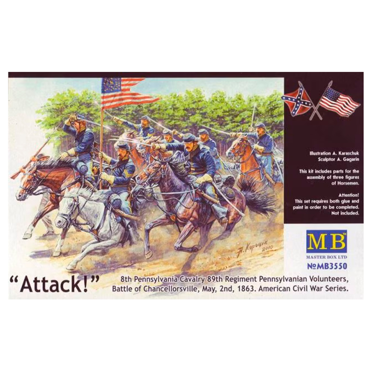 8th Pennsylvania Cavalry 89th Regiment Pennsylvanian Volunteers, Battle of Chancellorsville, May, 2nd, 1863. American Civil War Series. Attack 1/35