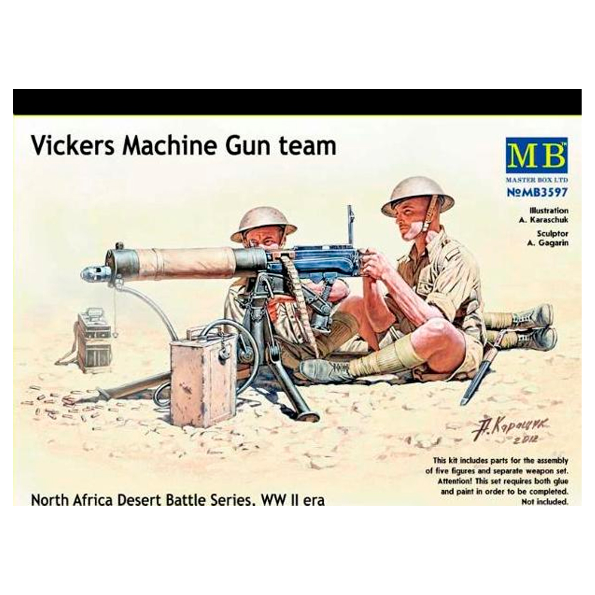 Vickers Machine Gun team North Africa Desert Battle Series, WW II era 1/35