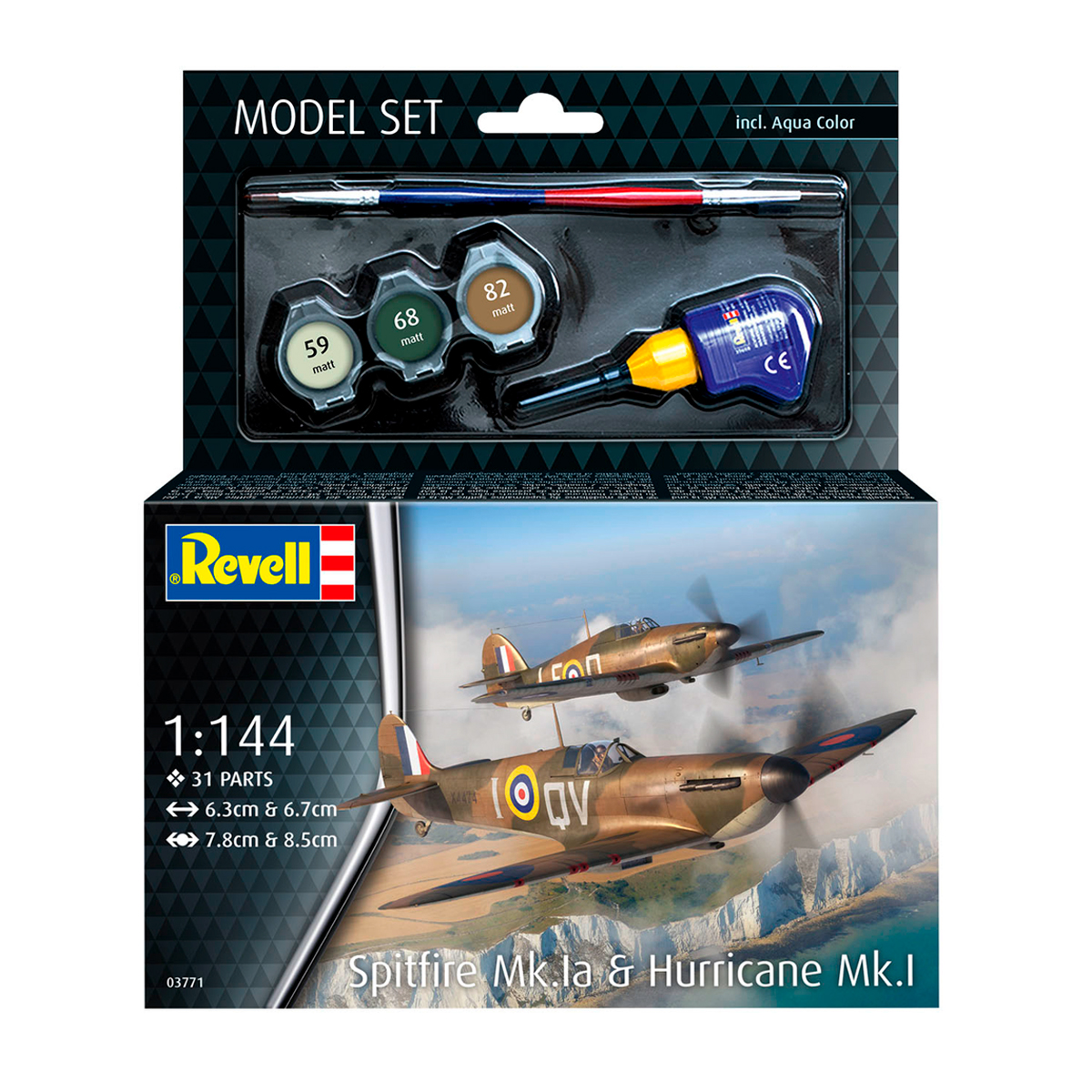 Model Set Spitfire Mk.Ia & Hurricane Mk.I 1/144