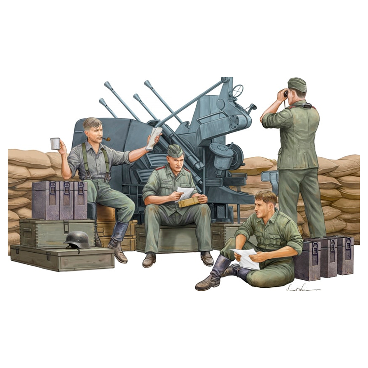 German Anti-Aircraft Gun Crew 1/35