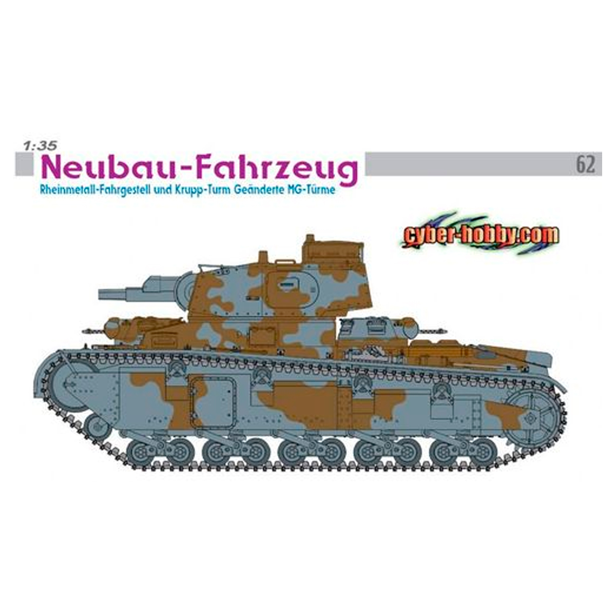 1/35 Neubau-Fahrzeug Rheinmetall-Fahrgestell und Krupp-Turm Geanderte MG-Turme