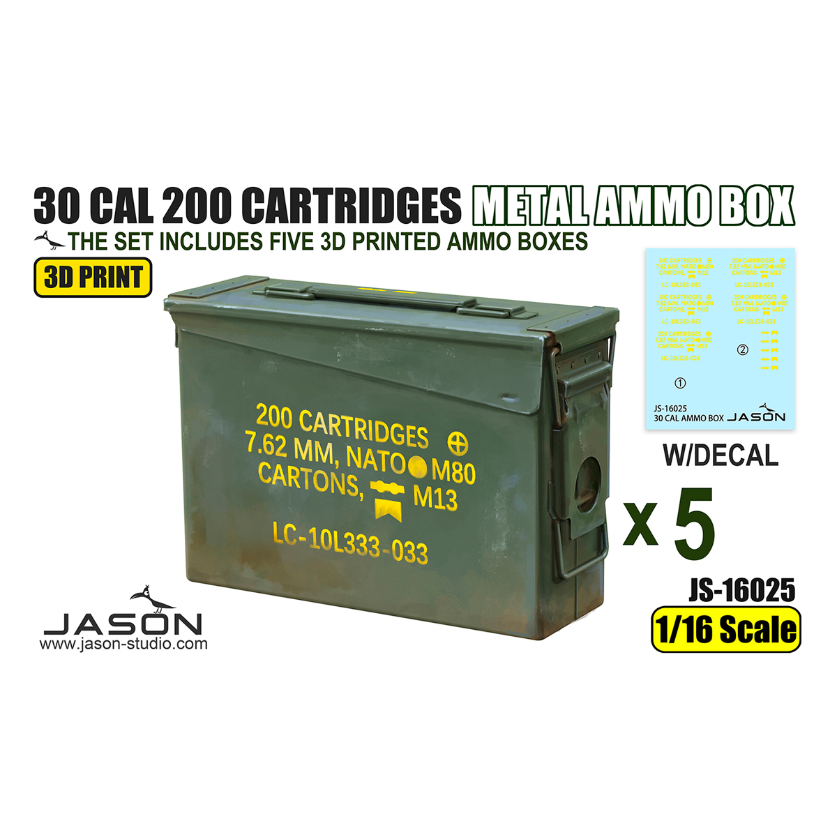 1/16 scale 30 CAL 200 CARTRIDGES METAL AMMO BOX