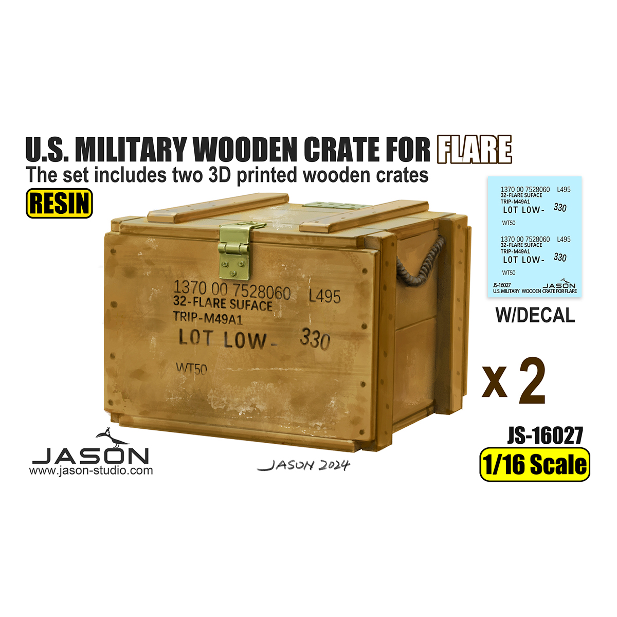 1/16 scale U.S. MILITARY WOODEN CRATE FOR FLARE