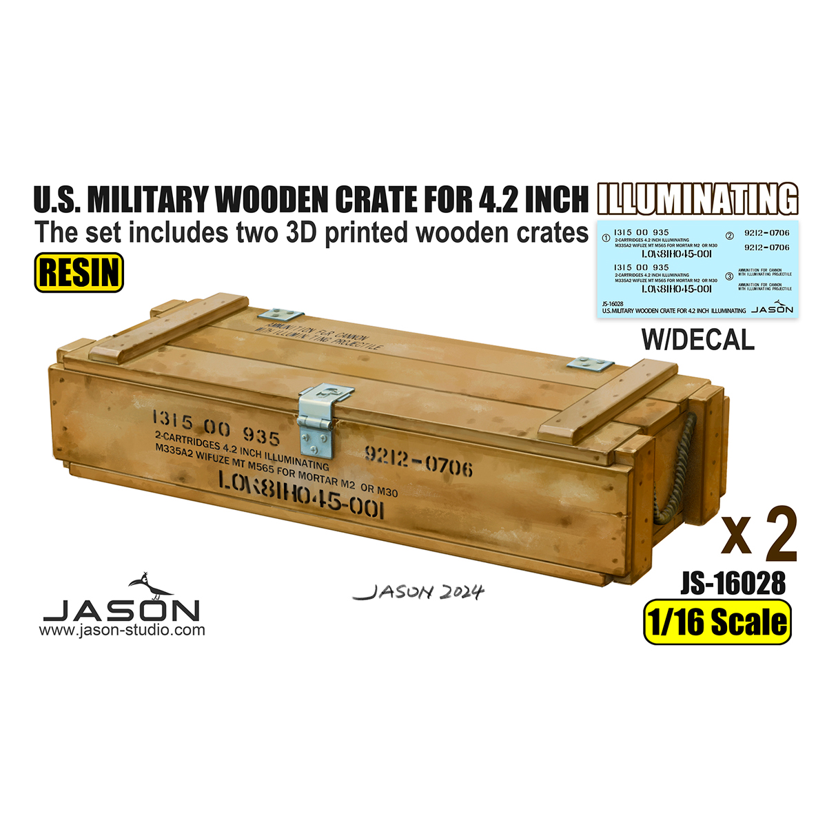 1/16 scale U.S. MILITARY WOODEN CRATE FOR 4.2 INCH ILLUMINATING