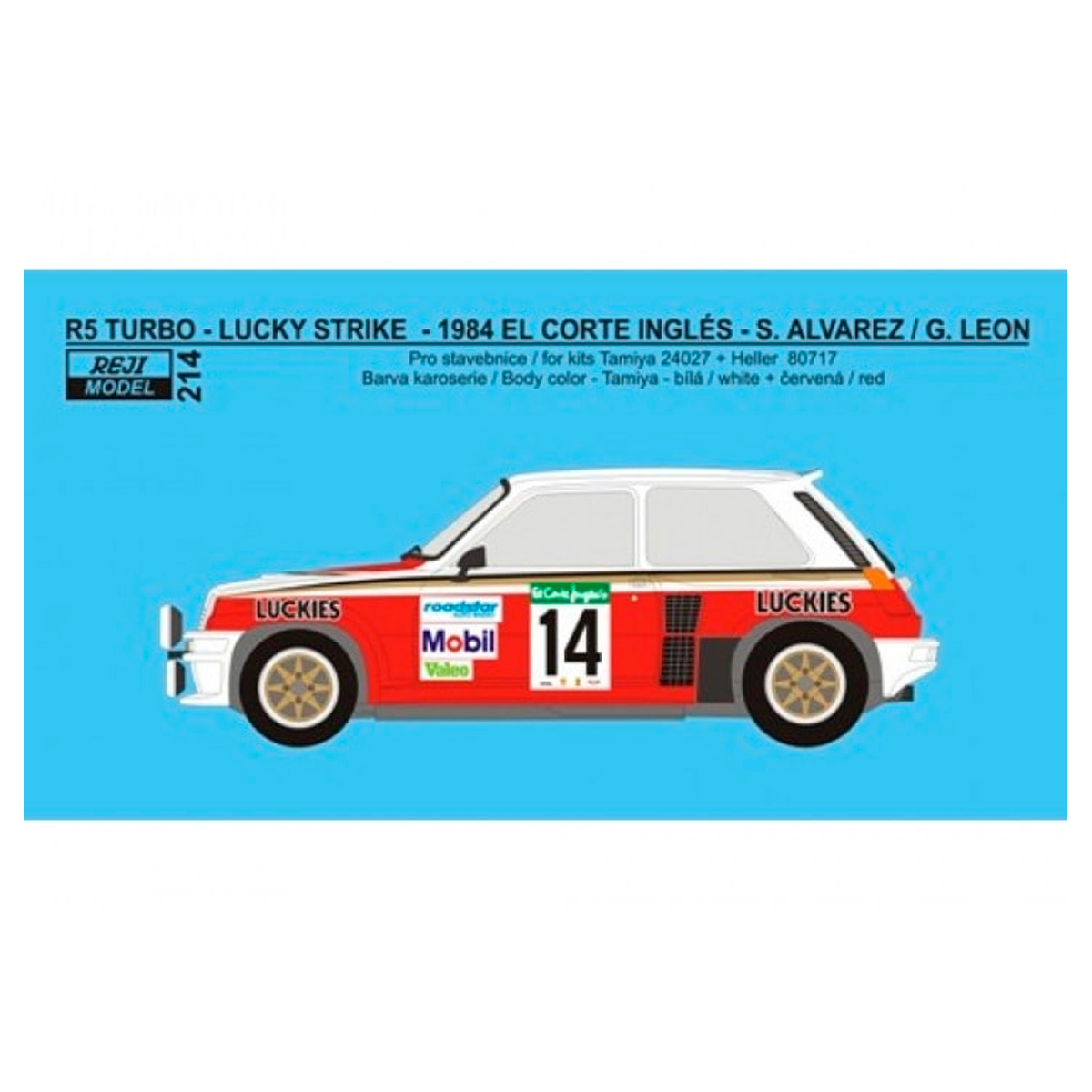 1/24 RENAULT 5 TURBO EL CORTE INGLES 1984 LUCKIES Decal set