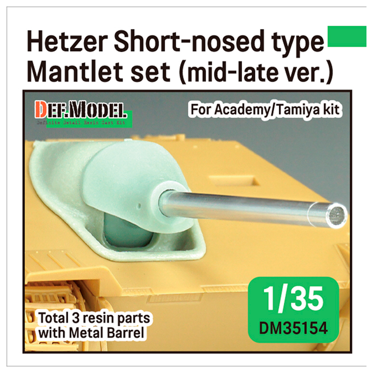 German Hetzer Short-nosed type Mantlet set mid-late ver. (for Academy, Tamiya and etc.1/35)