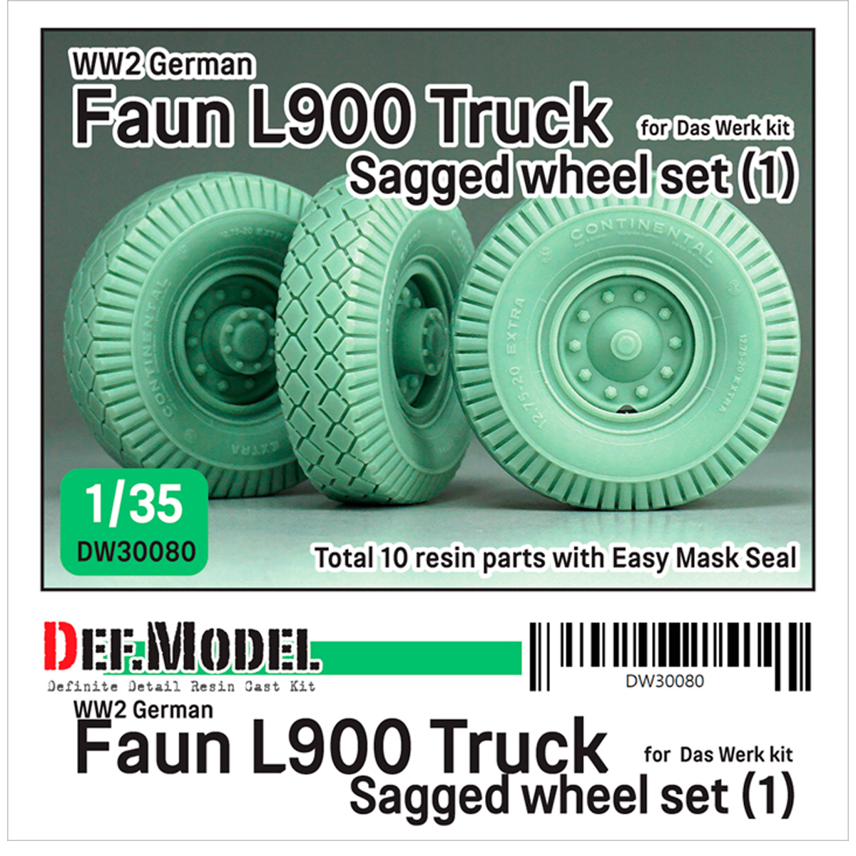 WW2 German Faun L900 Truck wheel set-Continental(1) (for Das Werk 1/35)