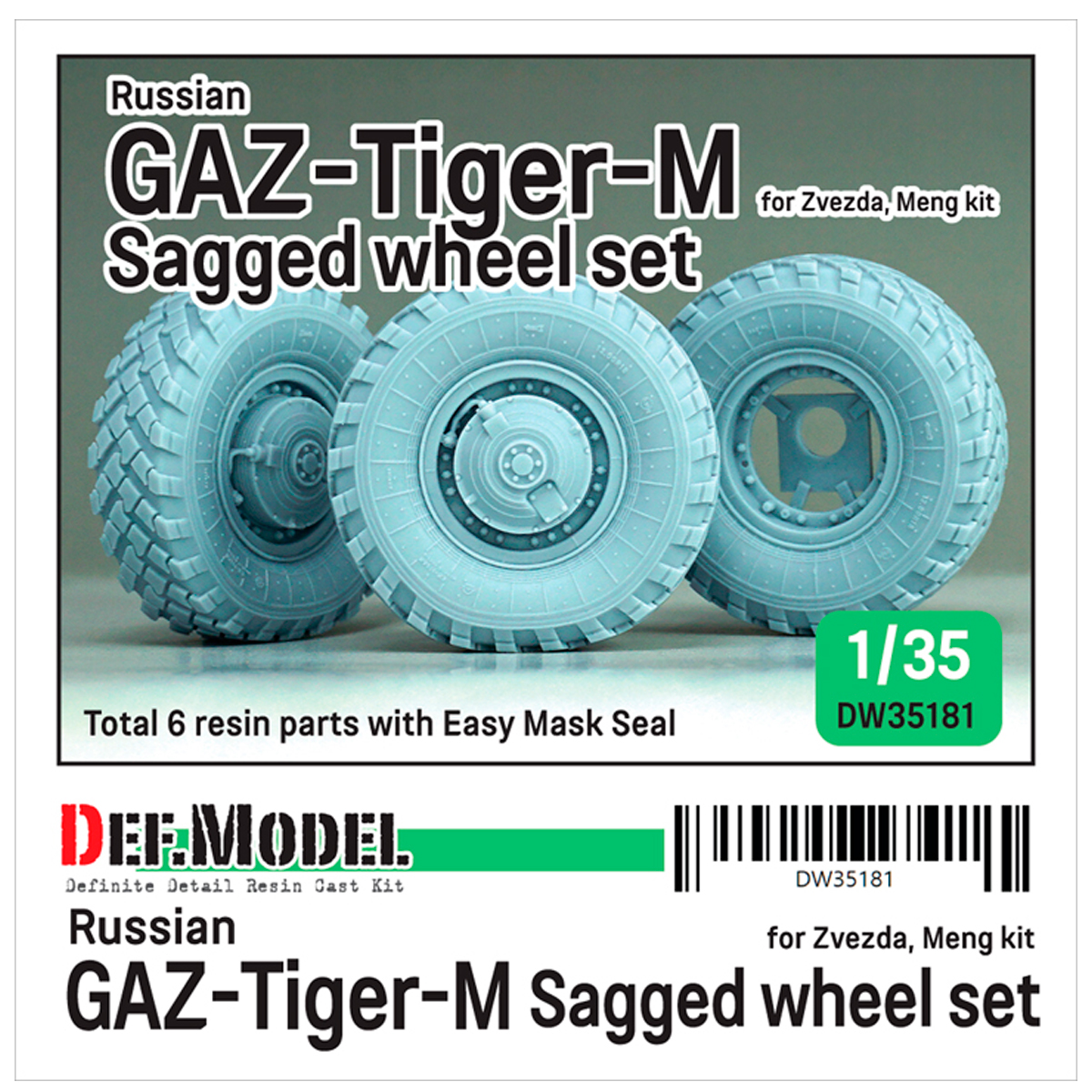 Russian Gaz-Tiger-M Sagged wheel set (for Zvezda, Meng kit 1/35)