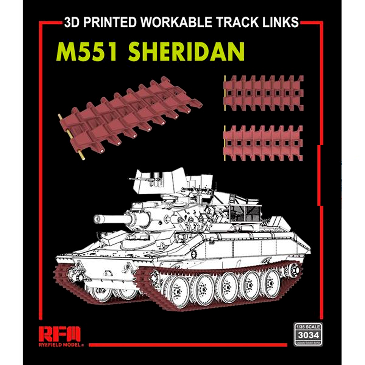 1/35 M551 Sheridan workable tracks (3D Printed)