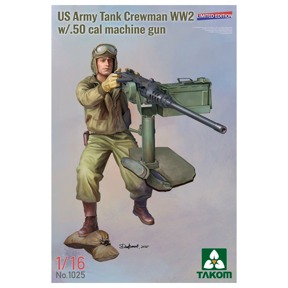 1/16 US Army Tank Crewman WW2 w/.50 cal machine gun