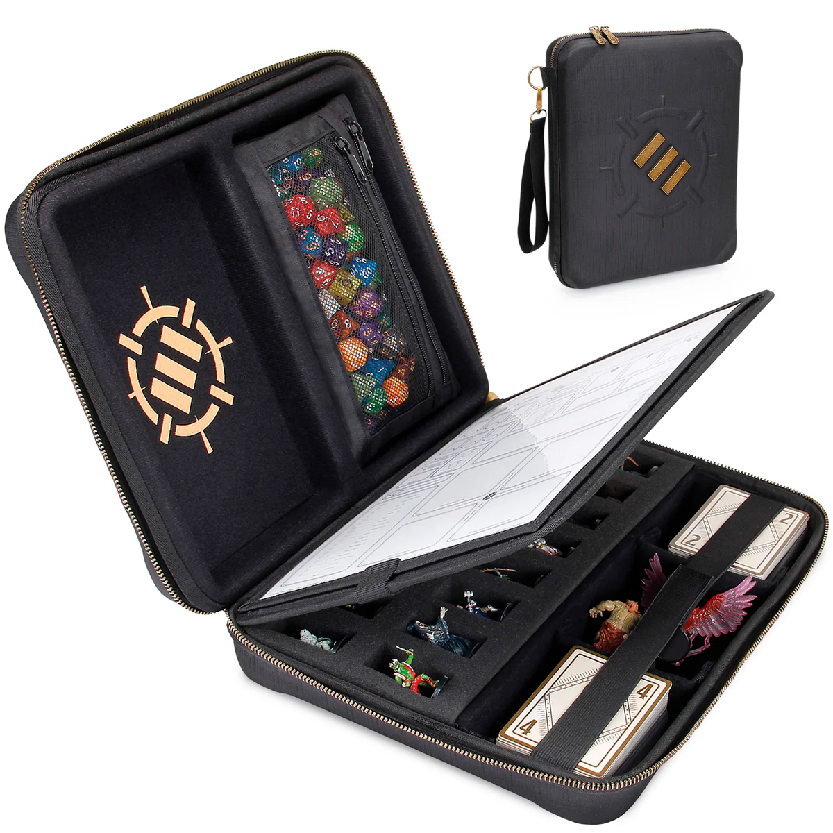 ENHANCE Tabletop RPG Organizer Case – DnD Organizer with Character Sheet Holder