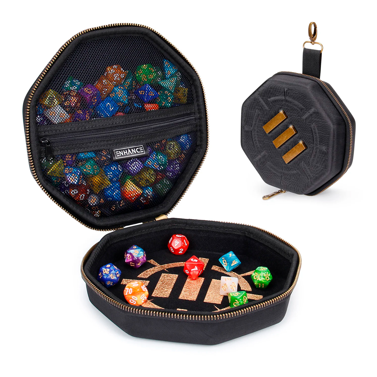 ENHANCE Tabletop Gaming Dice Case and Rolling Tray – Storage for up to 150 Dice