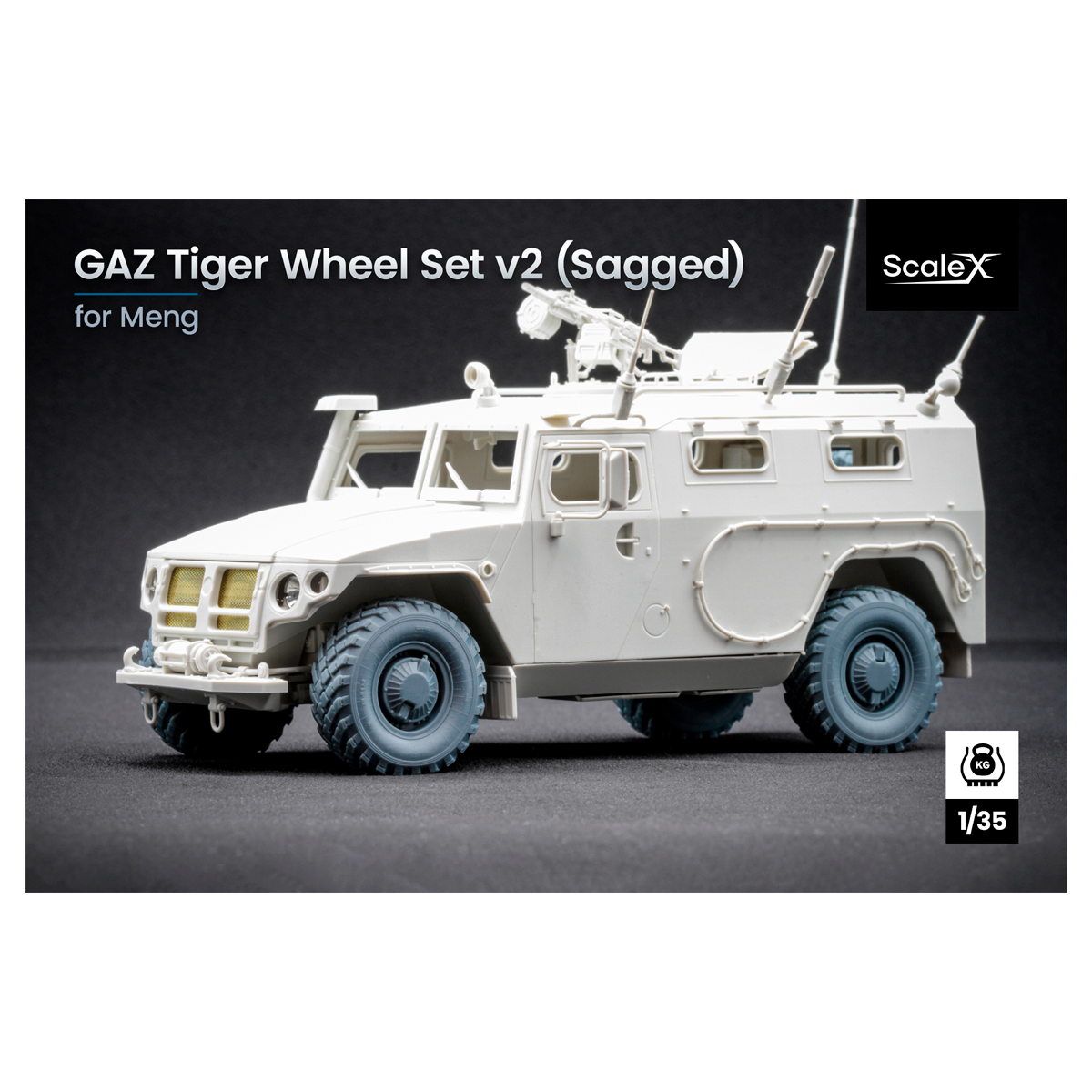 GAZ Tiger V2 (with shield) Sagged whell set (1/35)