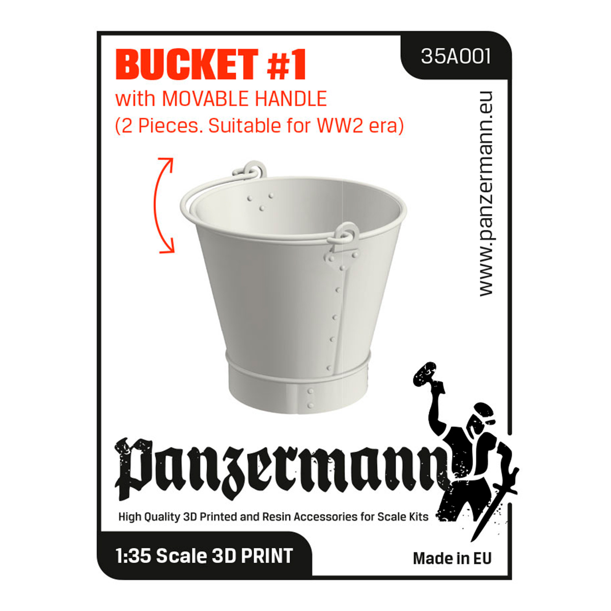 Bucket #1 with movable handle – (2 pieces, suitable for WW2 era) 1/35