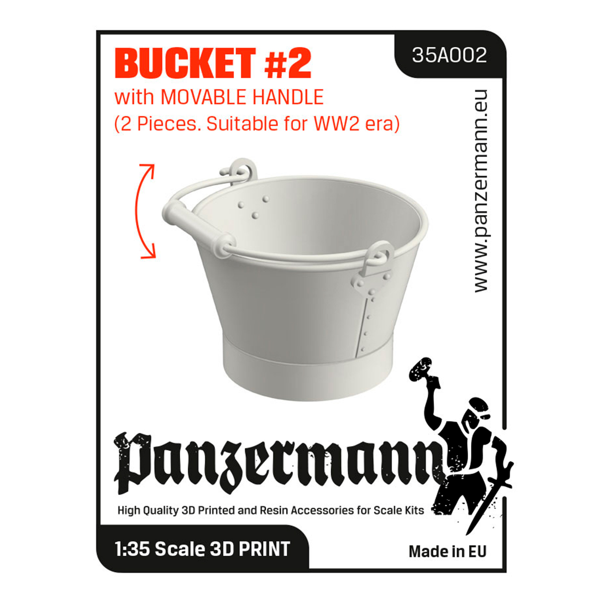 Bucket #2 with movable handle – (2 pieces, suitable for WW2 era) 1/35