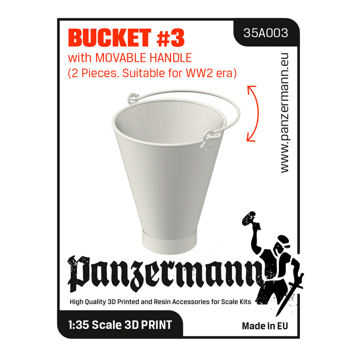 Bucket #3 with movable handle – (2 pieces, suitable for WW2 era) 1/35
