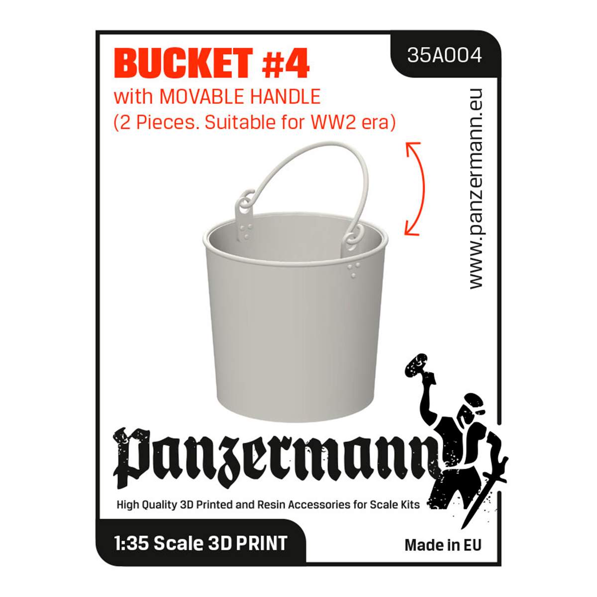 Bucket #4 with movable handle – (2 pieces, suitable for WW2 era) 1/35