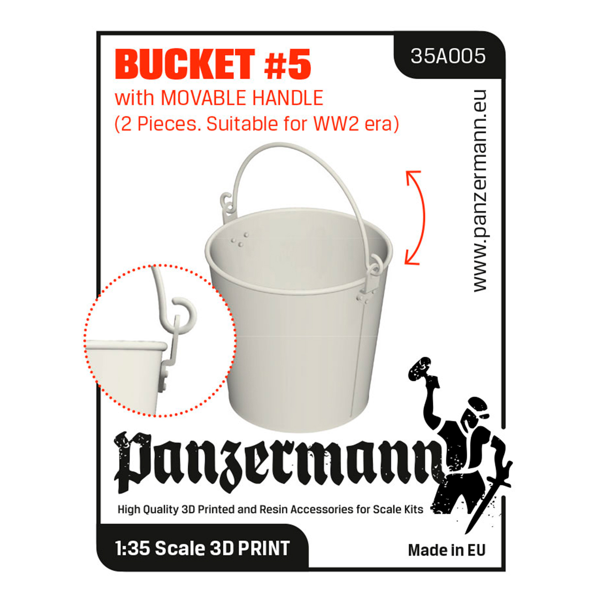 Bucket #5 with movable handle – (2 pieces, suitable for WW2 era) 1/35