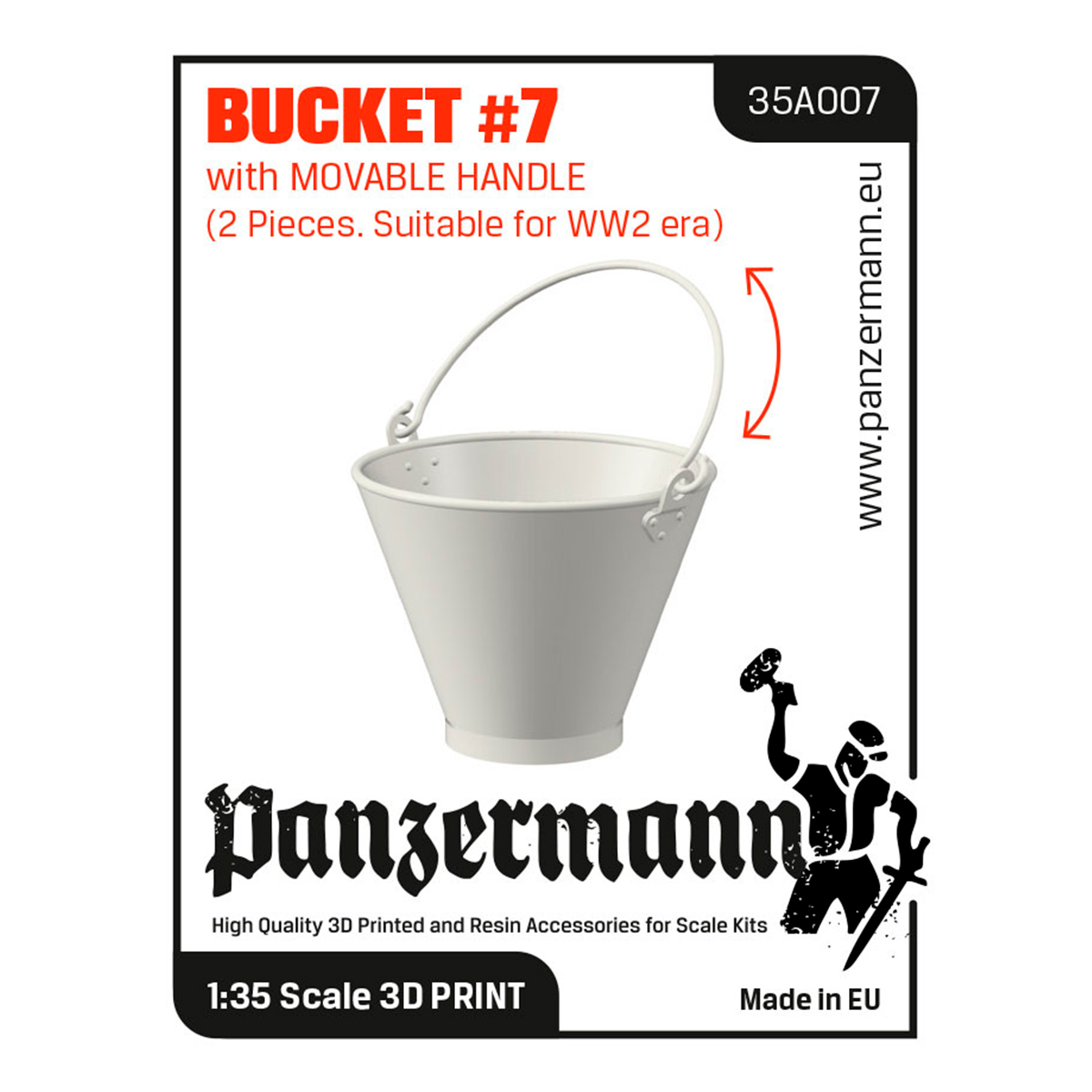 Bucket #7 with movable handle – (2 pieces, suitable for WW2 era) 1/35