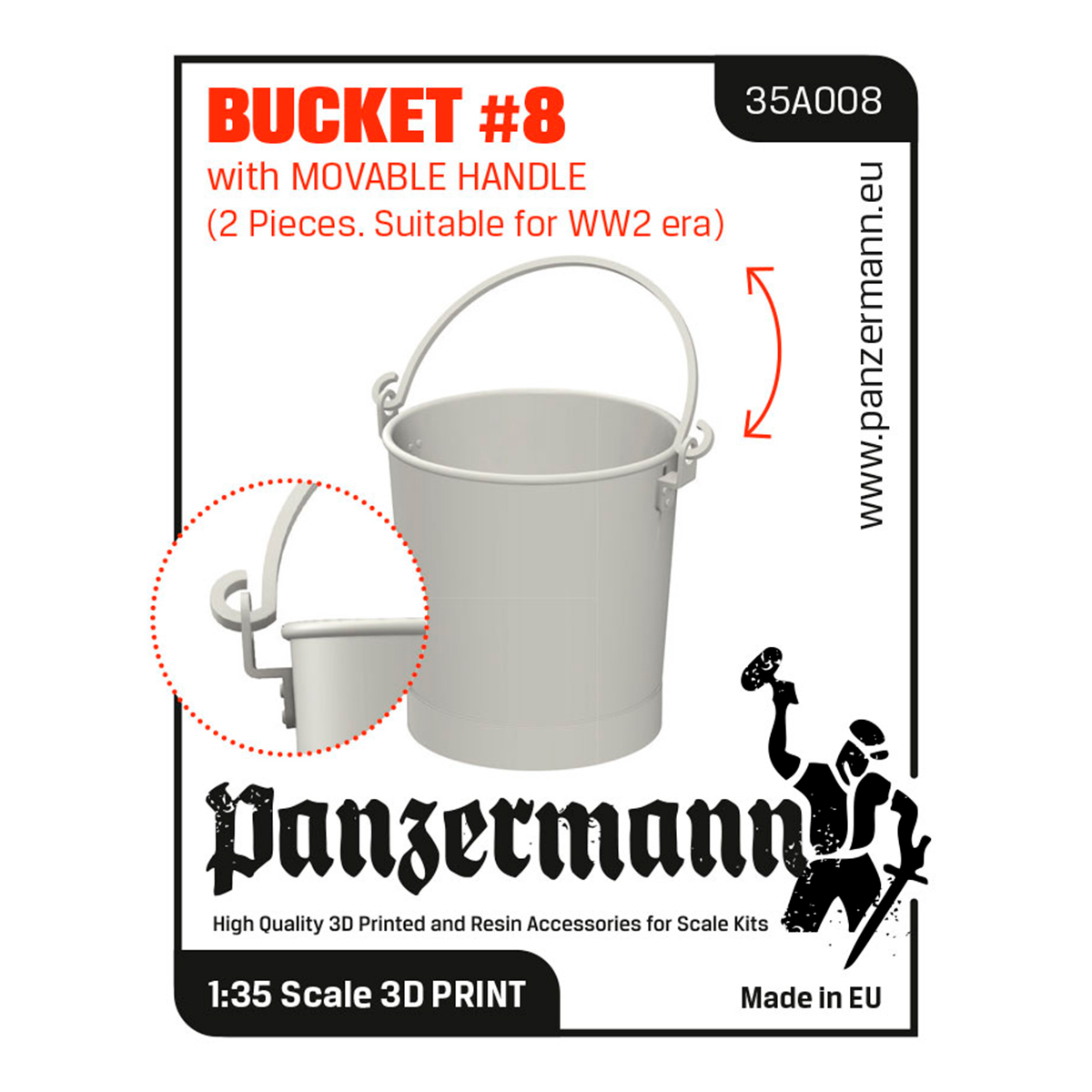 Bucket #8 with movable handle – (2 pieces, suitable for WW2 era) 1/35