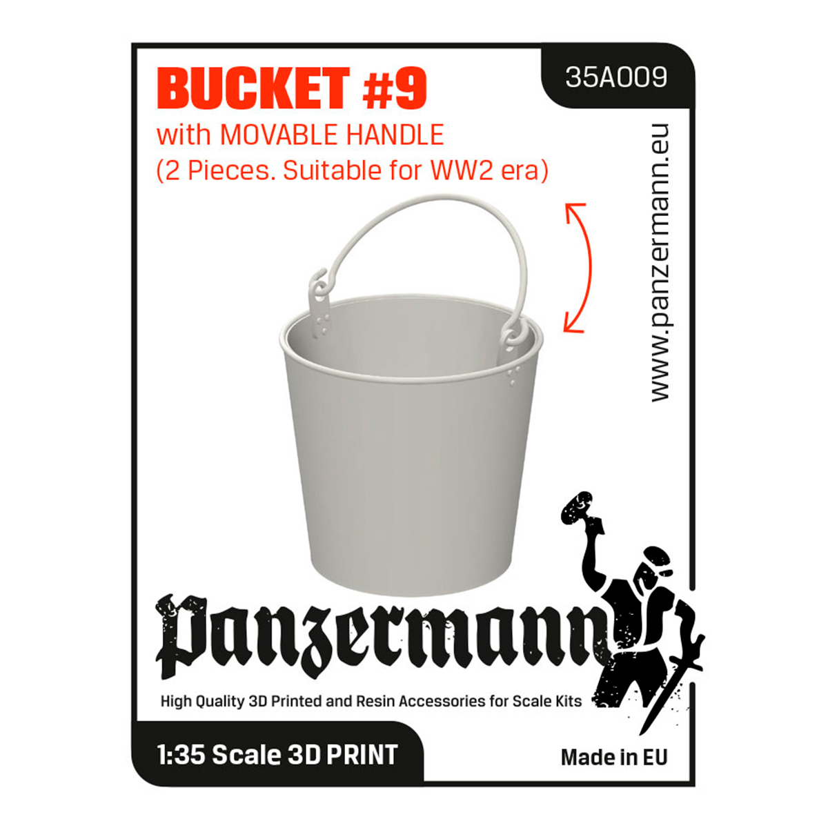 Bucket #9 with movable handle – (2 pieces, suitable for WW2 era) 1/35